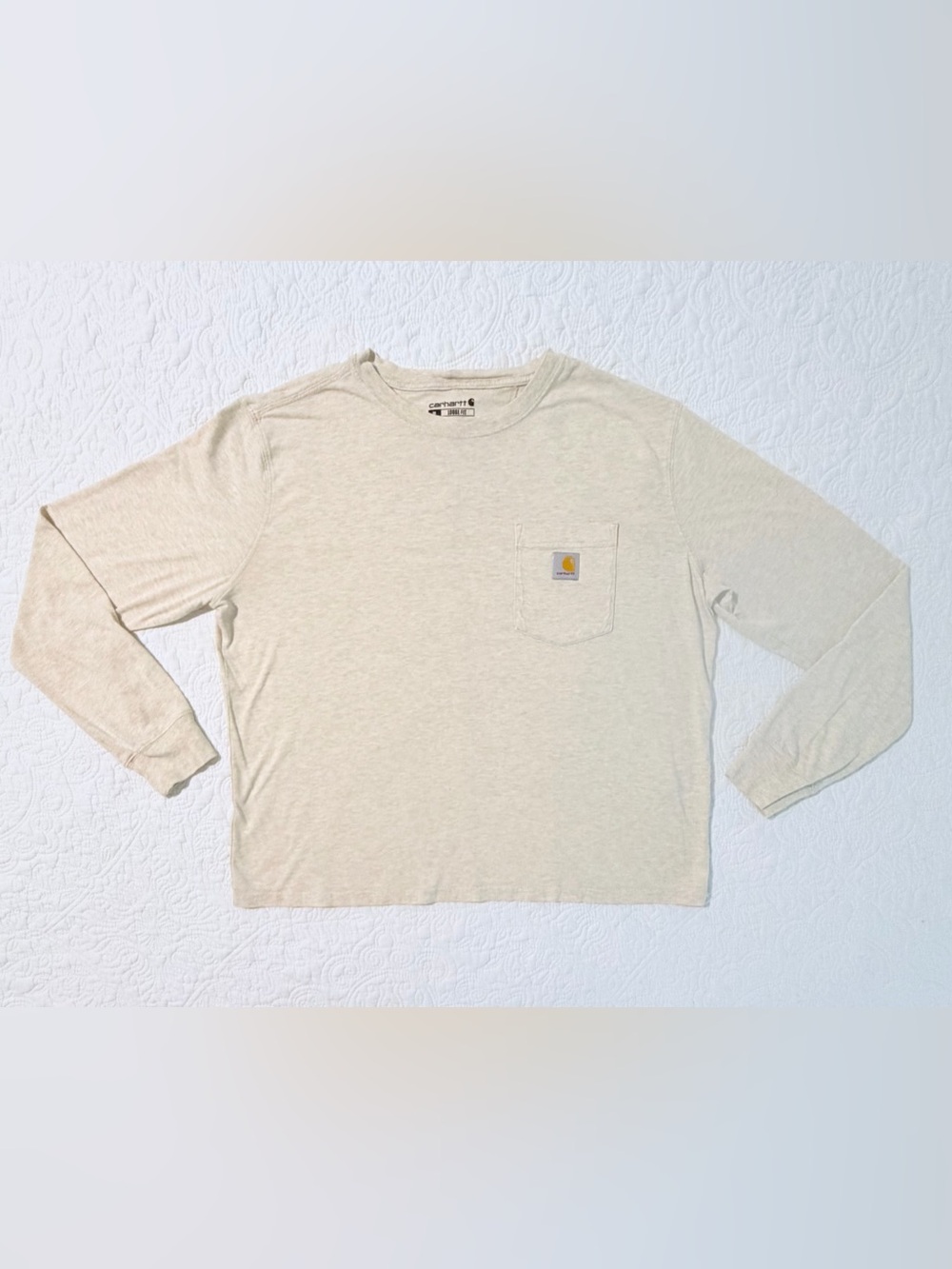 Carhartt | Women's Loose Fit Long Sleeve T-Shirt | Oat Milk Heather | Medium